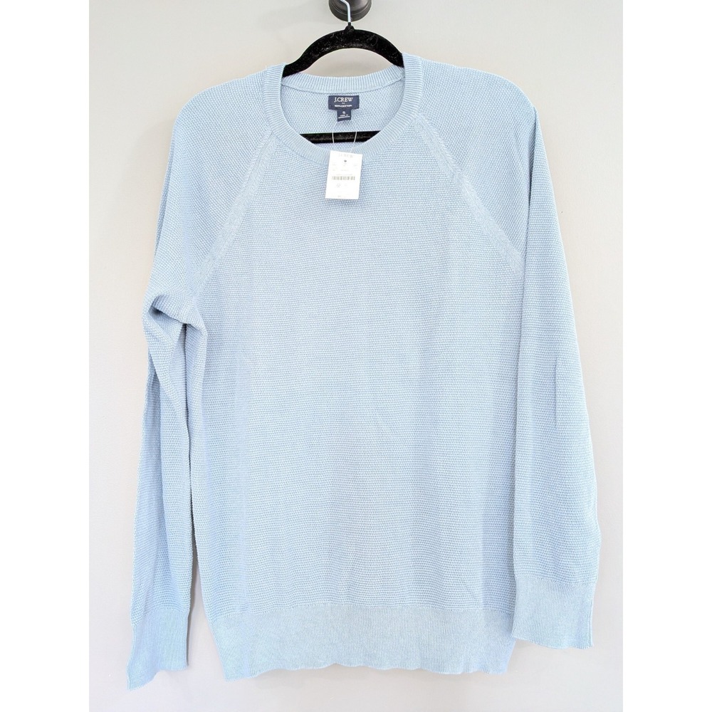 NEW‎ LIGHTWEGIHT J Crew Mens Light Blue Waffle Knit Crewneck Sweater Chambray